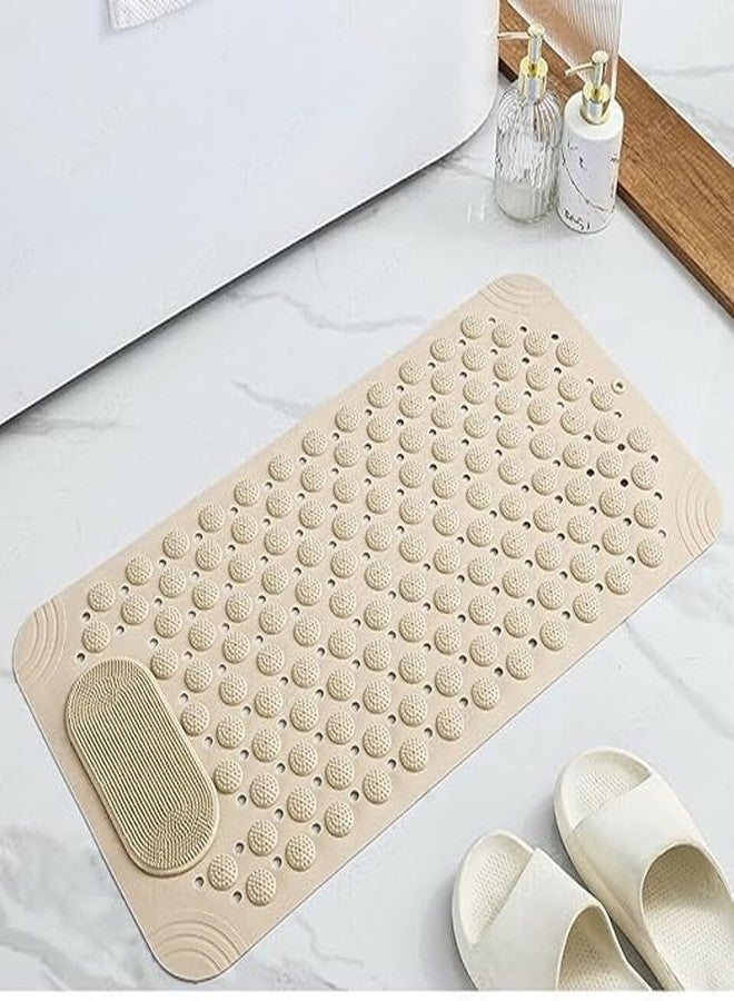 Nirgun Empex Anti-Skid Bath Mat with Foot Scrubber - Silicone Shower Mat with Suction Cups & Drain Holes | Non-Slip Bathroom Floor Mat for Kids & Adults (70 x 35 cm, Beige) - Image 3