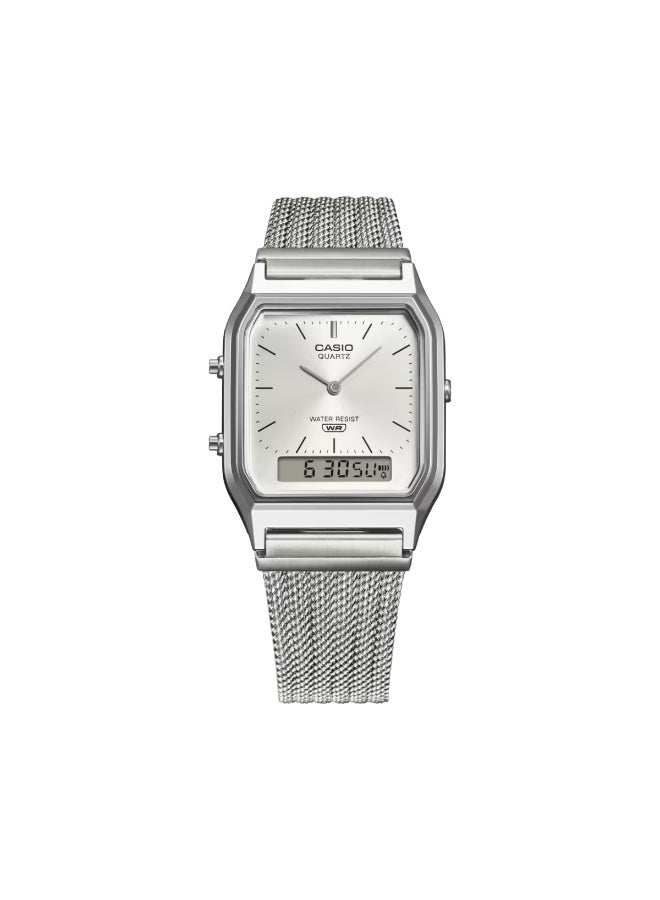 Casio Unisex Vintage Watch  with metal mesh straps AQ-230EM-7ADF - Image 1
