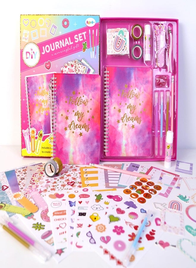MEGUO DIY Journal Kit for Girls - 50+ pcs Journal Set for Tween Teen Girls,Scrapbook Diary Stationery Supplies Set, Journaling Art Kit,Ideal Birthday Christmas Gift for Girls 6 7 8 9 10 11 12 13 14 - Image 1