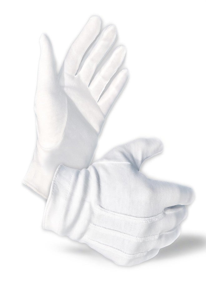 Gloves Legend 1 Pair (2 Gloves) - Gloves Legend - 100% Cotton White Marching Band Parade Formal Dress Gloves For Men - Large - Image 1