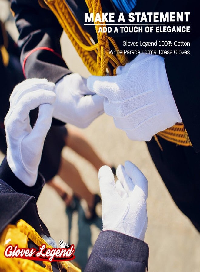 Gloves Legend 1 Pair (2 Gloves) - Gloves Legend - 100% Cotton White Marching Band Parade Formal Dress Gloves For Men - Large - Image 3