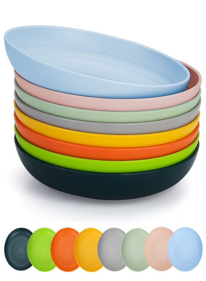 Berglander 9 Inch Plastic Deep Dinner Plates Set of 8 Colors, Reusable and Sturdy Unbreakable Dishes Set for Pasta Bowls,Ramen,Drop Resistant, BPA Free Dinnerware Microwave Safe Dishwasher Safe - Image 1