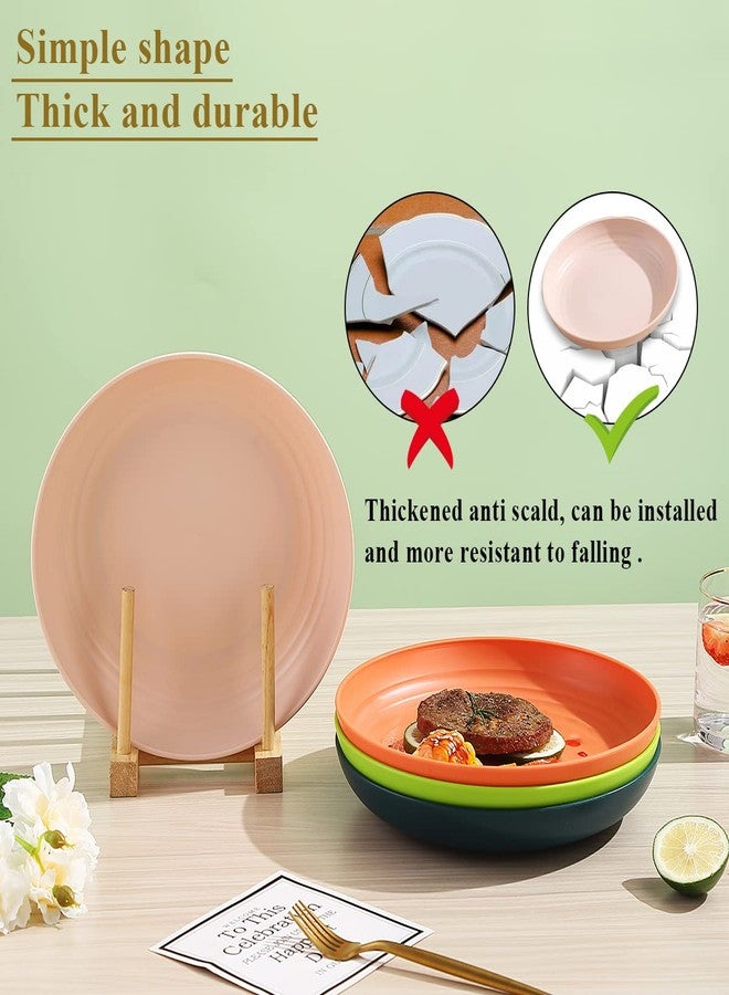 Berglander 9 Inch Plastic Deep Dinner Plates Set of 8 Colors, Reusable and Sturdy Unbreakable Dishes Set for Pasta Bowls,Ramen,Drop Resistant, BPA Free Dinnerware Microwave Safe Dishwasher Safe - Image 4