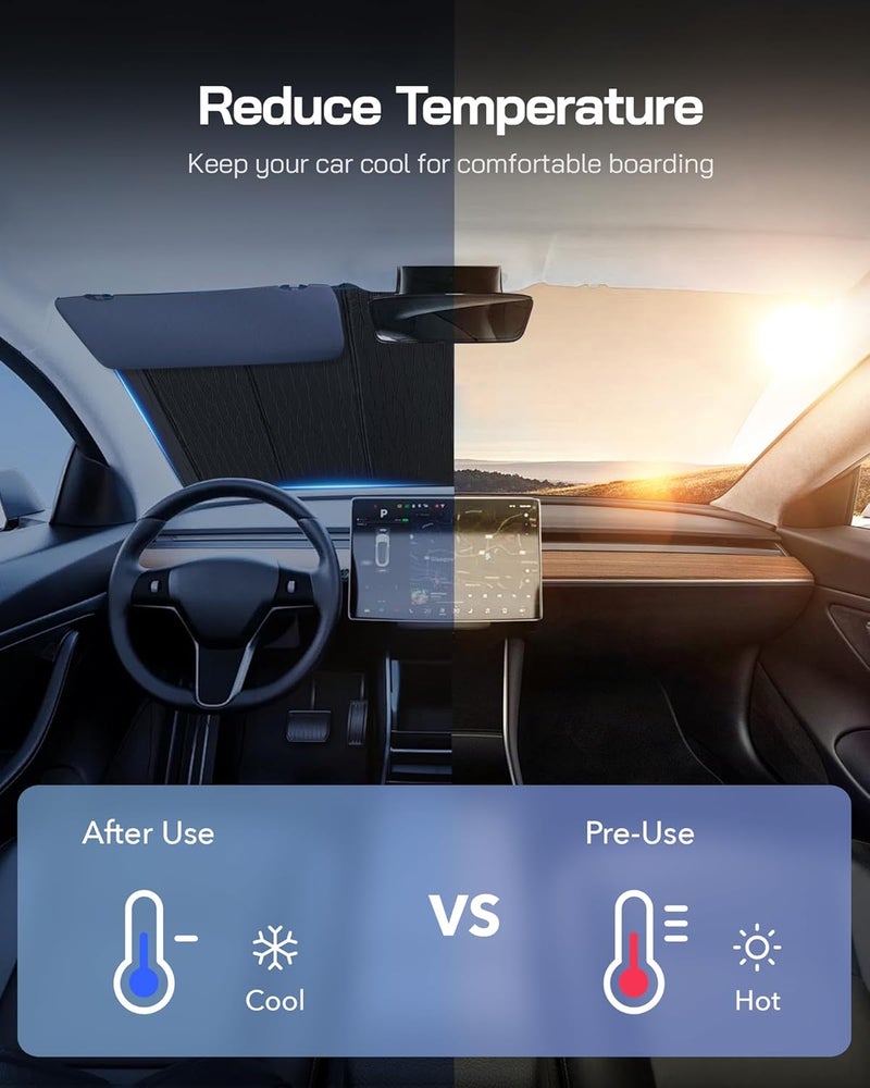 Pigenius Windshield Sun Shade for 2021-2022 Chevrolet Suburban/Tahoe, GMC Yukon/Yukon XL, Cadillac Escalade/ESV - Premium Sun Protection - Image 4