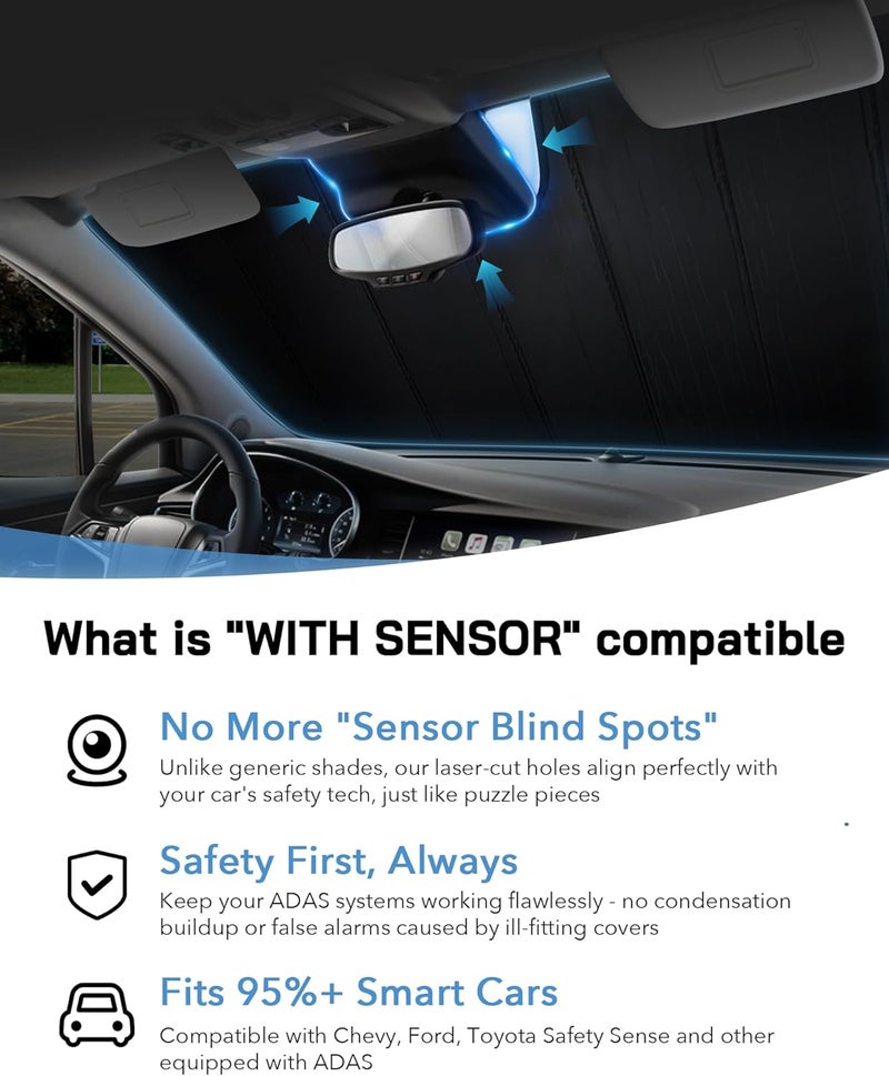 Pigenius Windshield Sun Shade for 2021-2022 Chevrolet Suburban/Tahoe, GMC Yukon/Yukon XL, Cadillac Escalade/ESV - Premium Sun Protection - Image 5