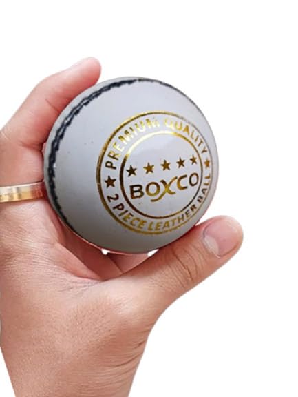 BOXCO White Leather Cricket Ball | Premium 2 Piece Hand and Machine Stitched Ball for T20, One Day & Club Games - Image 3