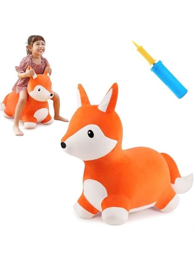 Generic Bouncy Pals Fox Hopping Horse, Plush Inflatable Animal Hopper, Indoor n Outdoor Ride on Jumping Bounce Toys, Birthday Gift for 18 Months 2 3 4 5 Year Old Kids Toddlers Boys Girls - Image 1