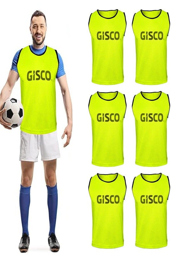 Gisco Sports Training Bibs Training Vest (Set of 6) | Yellow | Size-Large Mesh Vests for Sports, Training, and Practice Sessions - Image 2