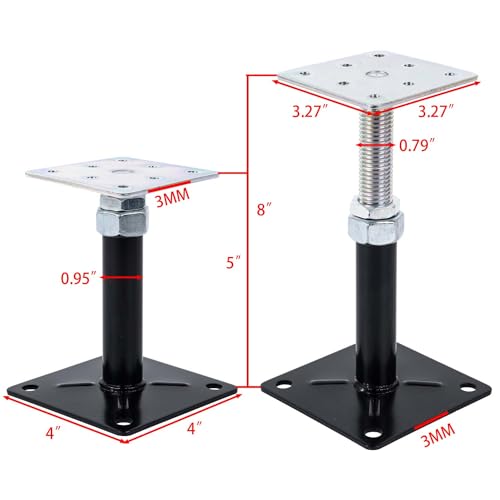 YXGJDP 4-Pack Floor Jacks,Floor Straightener,Adjust Supports,Lift Supports,Level Supports,Adjustable House Jack for The Floor,Post 5" to 8" - Image 2