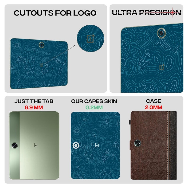 Capes Tablet Skins for OnePlus Pad Go | Ultra-Thin Protective Film | Anti-Scratch Vinyl Decal Skin | Not Case/Cover (Aqua, Back Skin) - Image 4