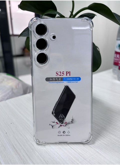 Four Corners TPU Shock-Absorption Flexible Cell Phone Case Cover For Samsung Galaxy S25 Plus 5G Clear