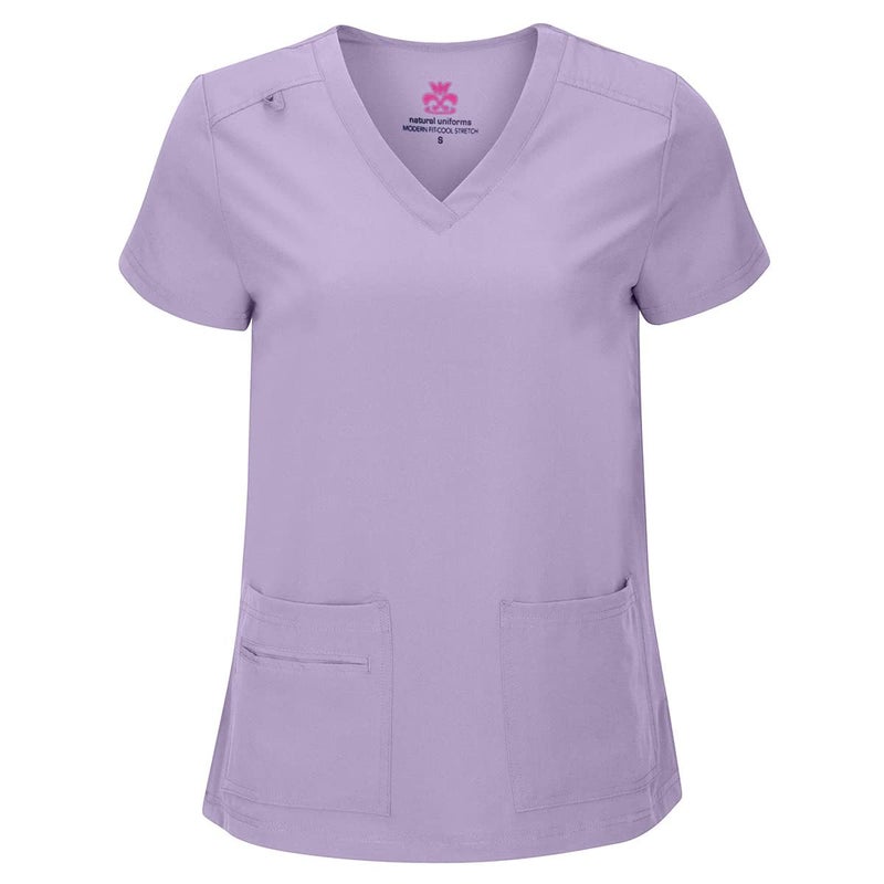 Natural Uniforms Women's Cool Stretch V-Neck Top and Cargo Pant Set (Lavender, Large) - Image 2