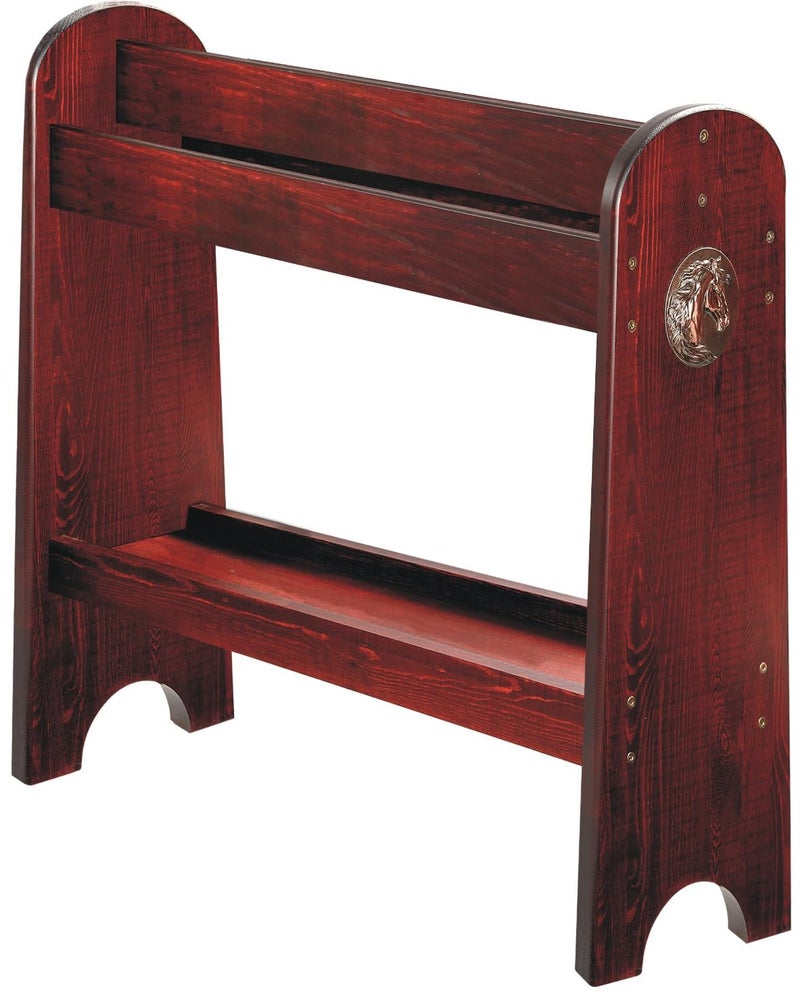 HOTCAN Pine Wood Saddle Rack  Ideal Saddle Stand for Western Horse Gear and Horse Tack Organizers Suitable for Displaying Trophy Tack at Home  Red Mahogany