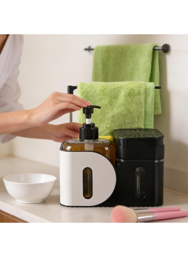 Happy Home 3-in-1 Soap Dispenser Set – Magic Pump Dish Soap Dispenser with Separate Hand Wash Pump, Sponge & Towel Storage, Dual 400ml Transparent Tanks, Kitchen Organization Tool, Includes Bonus Dish Sponge, Saves Soap & Easy to Use - Image 5