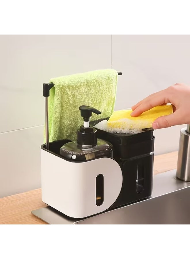 Happy Home 3-in-1 Soap Dispenser Set – Magic Pump Dish Soap Dispenser with Separate Hand Wash Pump, Sponge & Towel Storage, Dual 400ml Transparent Tanks, Kitchen Organization Tool, Includes Bonus Dish Sponge, Saves Soap & Easy to Use - Image 2