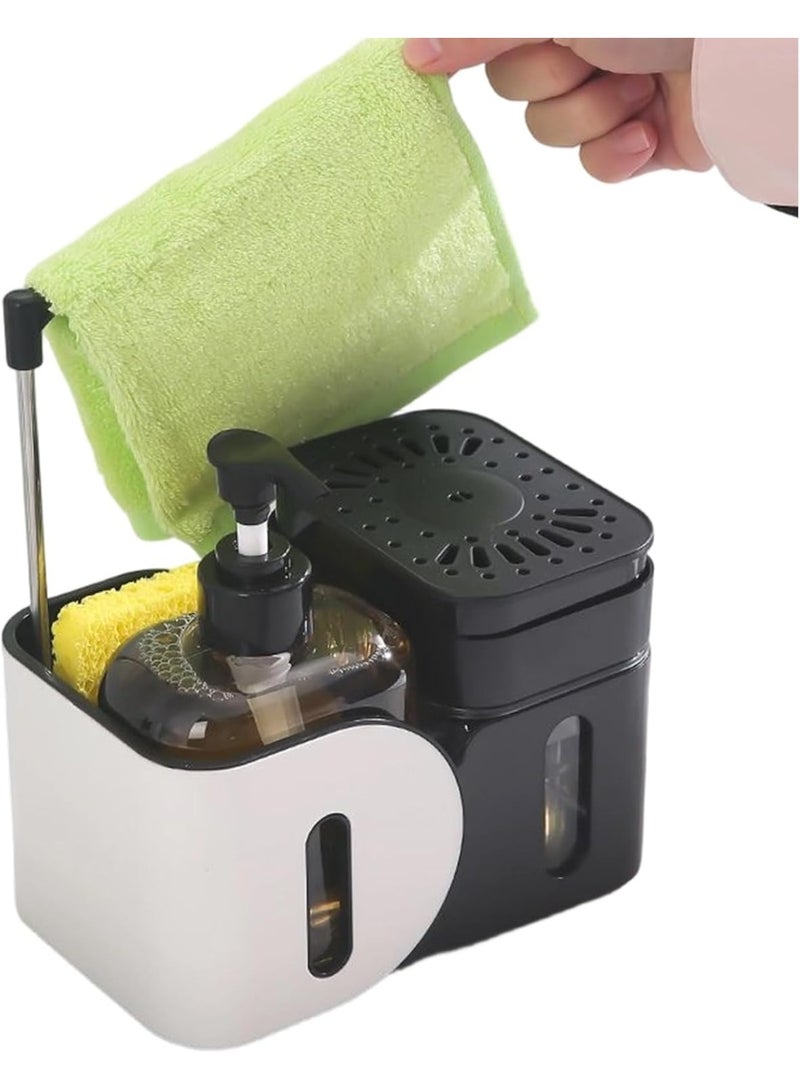 Happy Home 3-in-1 Soap Dispenser Set – Magic Pump Dish Soap Dispenser with Separate Hand Wash Pump, Sponge & Towel Storage, Dual 400ml Transparent Tanks, Kitchen Organization Tool, Includes Bonus Dish Sponge, Saves Soap & Easy to Use - Image 3
