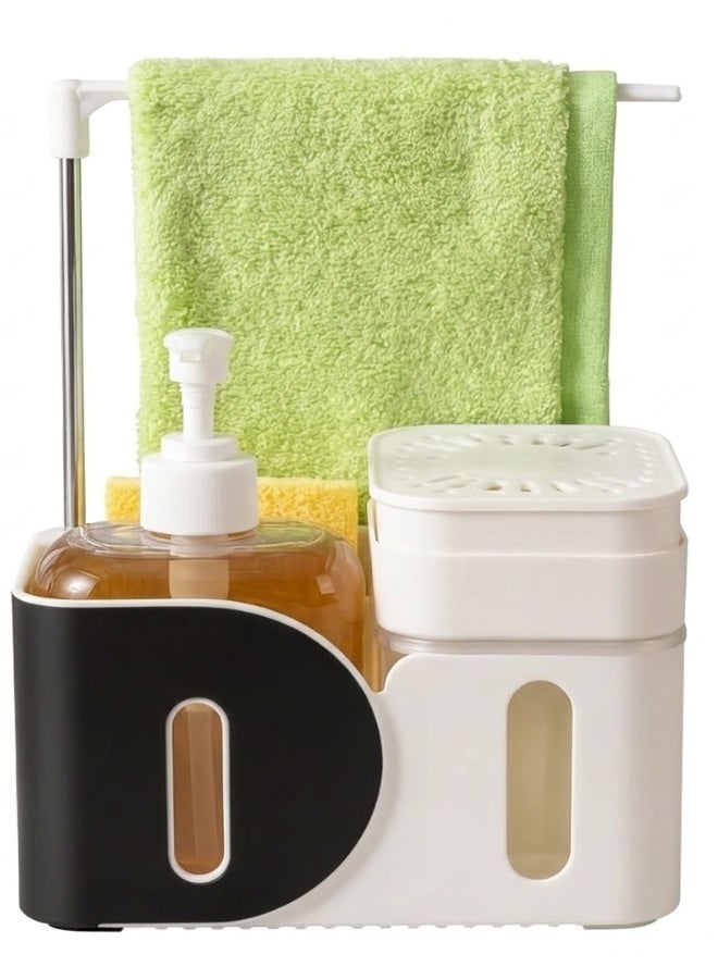 Happy Home 3-in-1 Soap Dispenser Set – Magic Pump Dish Soap Dispenser with Separate Hand Wash Pump, Sponge & Towel Storage, Dual 400ml Transparent Tanks, Kitchen Organization Tool, Includes Bonus Dish Sponge, Saves Soap & Easy to Use - Image 1