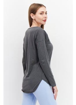 Eddie Bauer Women Round Neck Long Sleeve Plain T Shirt, Grey  - Image 3