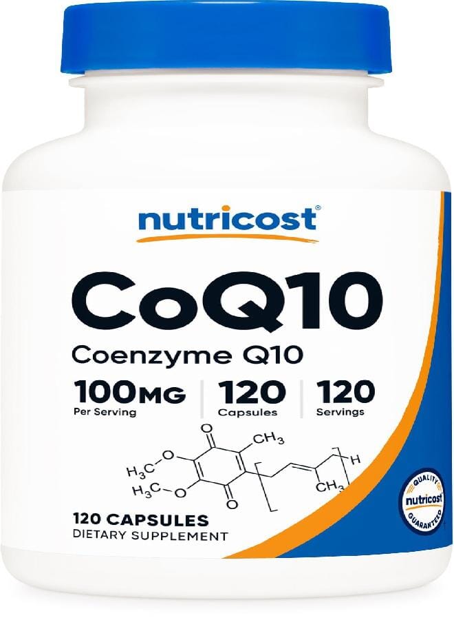 Nutricost CoQ10 100mg, 120 Vegetarian Capsules, 120 Servings - High Absorption, Vegetarian, Non-GMO, Coenzyme Q10 - Image 1