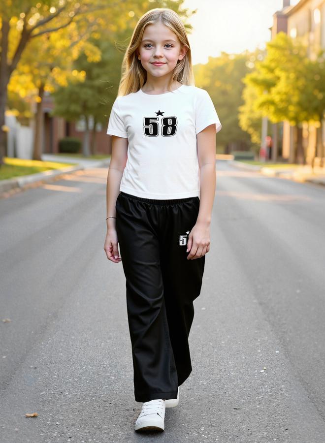 تايك تو طقم تيشيرت بطبعة أرقام مع بنطال - Image 1