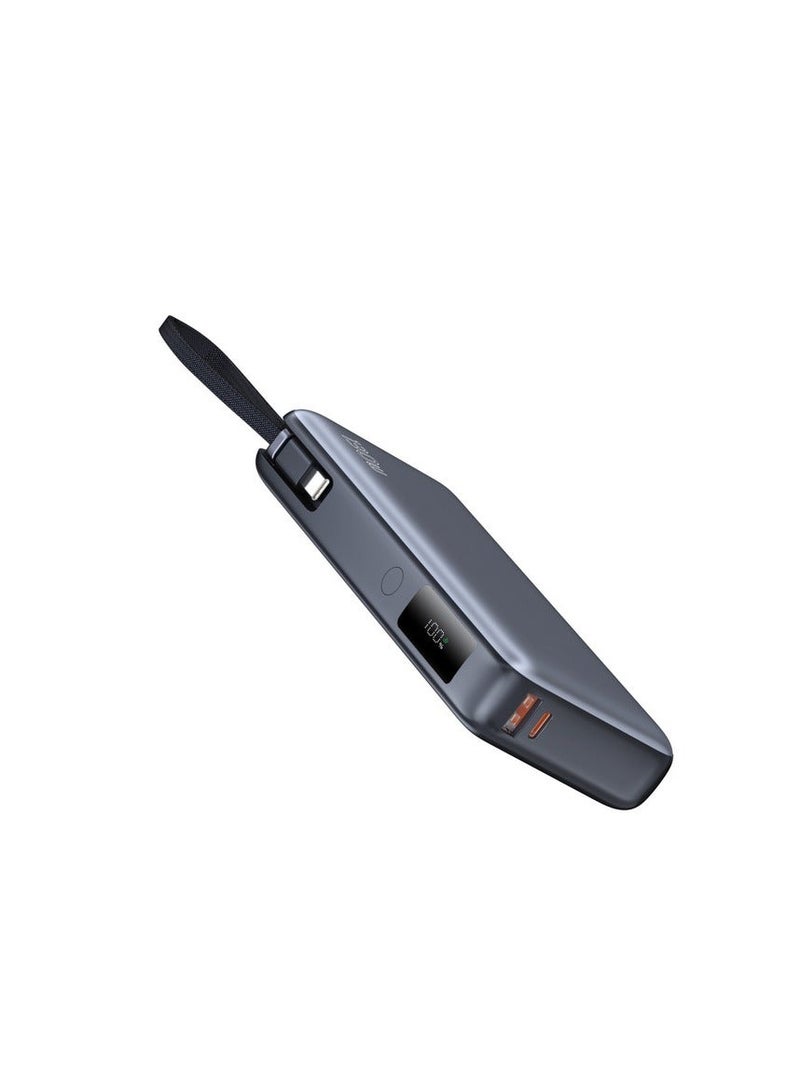 iOsuite Power Bank 20000mAh 130W PD Ultra Fast Charging, Charge 3 Devices Simultaneously, Built-in USB-C Cable, Digital LED Display, Laptop & Smartphone Portable Charger Compatible with MacBook, iPad, iPhone, Samsung & More – Grey - Image 2