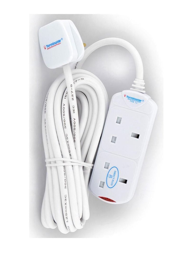 Terminator 2 Way Power Extension Socket 3M Cable 13A 