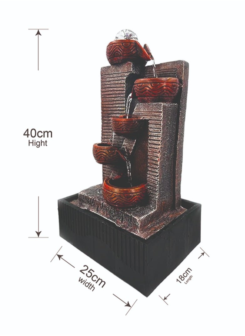BABAZAM - Indoor Water Fountain Luxury With Crystal Ball Led Lights And Water Pump Machine MultiColor 40x25x18cm - Image 1