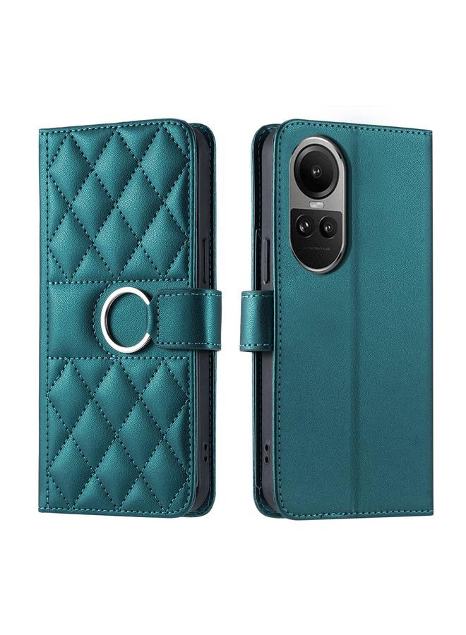 اس-توب جراب لهاتف OPPO Reno10 /10 Pro 5G Global Ring Buckle Rhombic Leather - Image 1