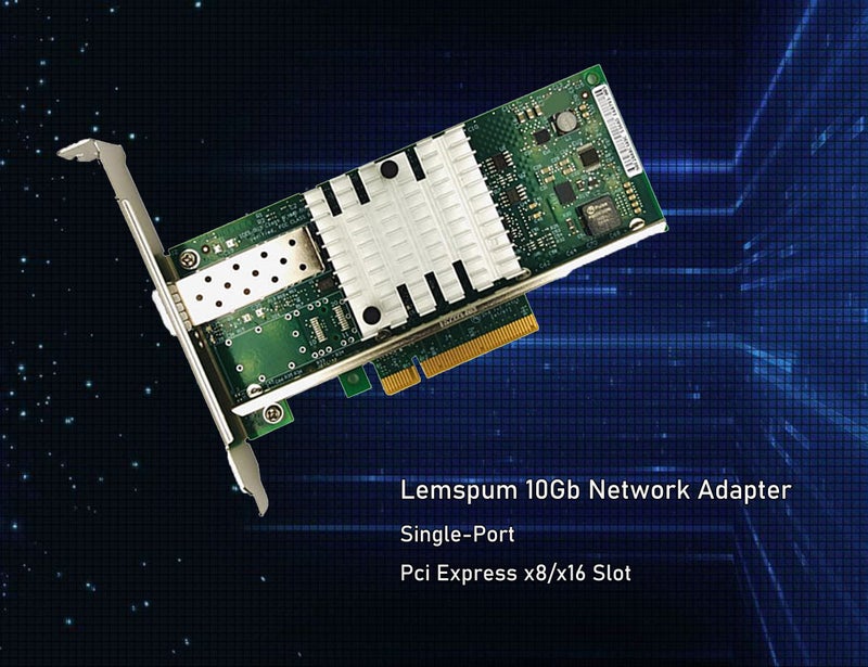 Lemspum 10Gb Network Card Single SFP+ Port PCIE x8 Ethernet Converged Server Adapter NIC Compatible Intel X520-DA1 82599EN Chip Support Windows 7/8/10/11/Visa,Server/Linux/VMware - Image 3