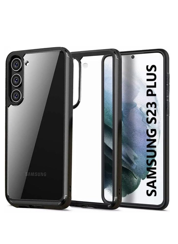 YoYoTech Samsung Galaxy S23 Plus case 6.6 inch 2023 Defender Drop-Resistent Hard Transparent Back Anti Scratch Ultra Thin Shockproof Cover Black  - Image 1