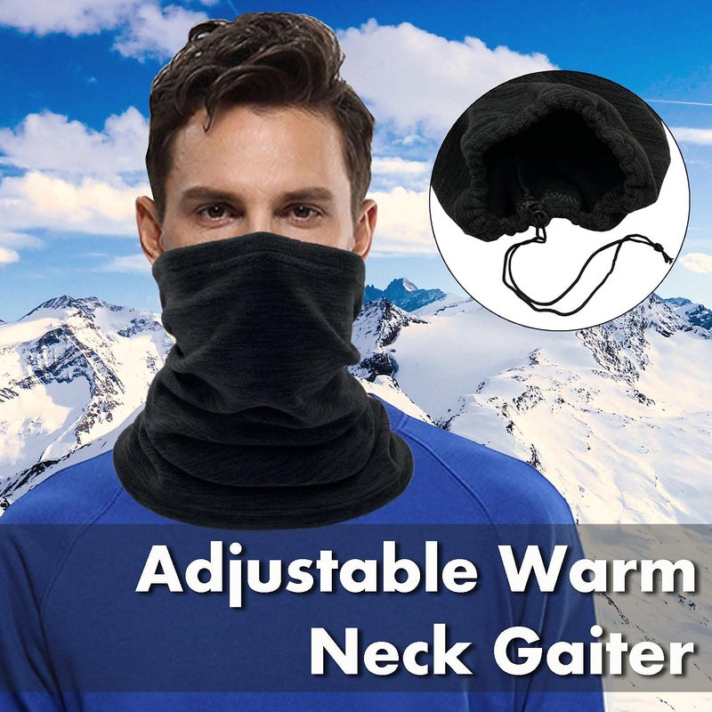 Beurlike 2 Pack Winter Neck Warmer Gaiter Ski Fleece Warm Windproof Face Scarf Cover Mask for Snowboard (2pcs Black+Pink) - Image 2