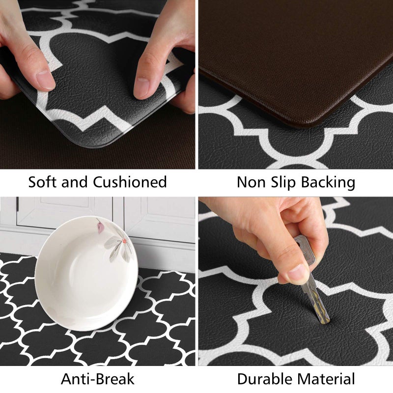 KMAT Kitchen Mat [2 PCS] Cushioned Anti-Fatigue Floor Mat, Waterproof Kitchen Mats and Rugs Heavy Duty PVC Ergonomic Comfort Standing Foam Mat for Kitchen, Floor Home, Office, Sink, Laundry,Black - Image 3