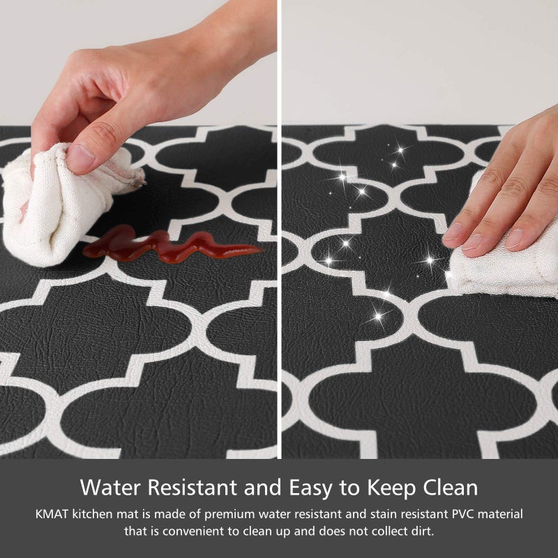 KMAT Kitchen Mat [2 PCS] Cushioned Anti-Fatigue Floor Mat, Waterproof Kitchen Mats and Rugs Heavy Duty PVC Ergonomic Comfort Standing Foam Mat for Kitchen, Floor Home, Office, Sink, Laundry,Black - Image 4