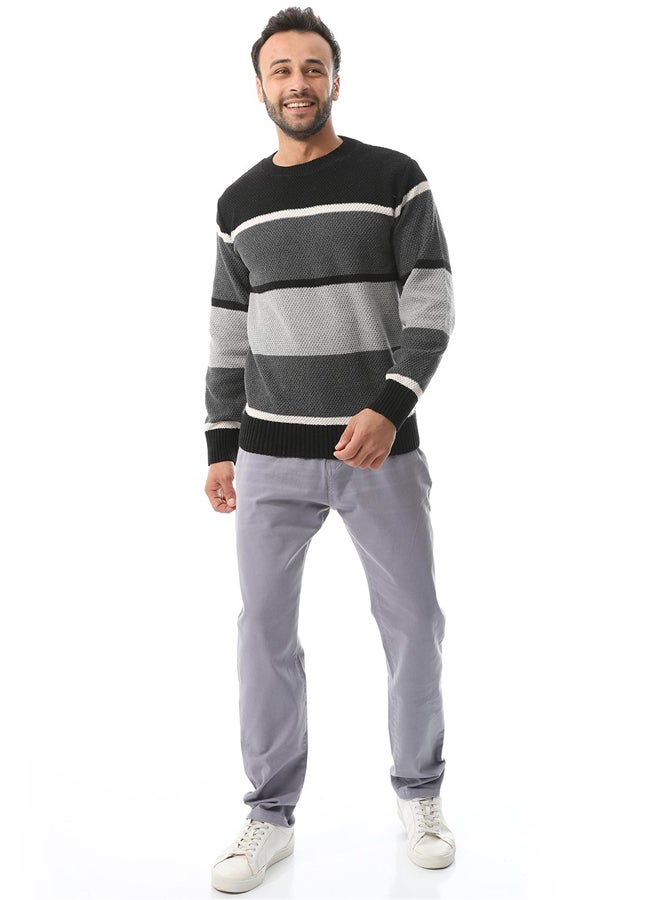 Andora Straight Leg Gabardine Pants_Grey - Image 1