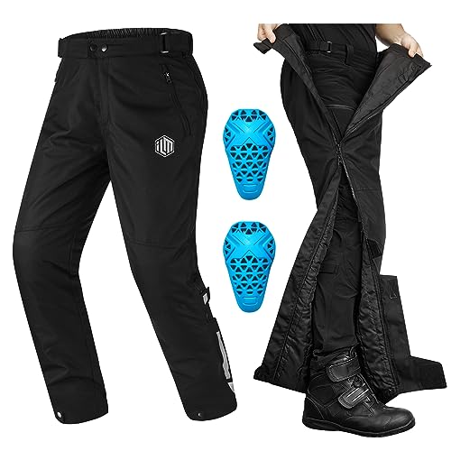 ILM Detachable Winter Motorcycle Riding Pants Men CE 2 Armored with Full Leg Zipper Cold Weather Dirt Bike Overpants PF1 M 30L Black - Image 1