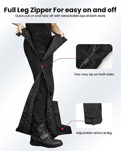 ILM Detachable Winter Motorcycle Riding Pants Men CE 2 Armored with Full Leg Zipper Cold Weather Dirt Bike Overpants PF1 M 30L Black - Image 3