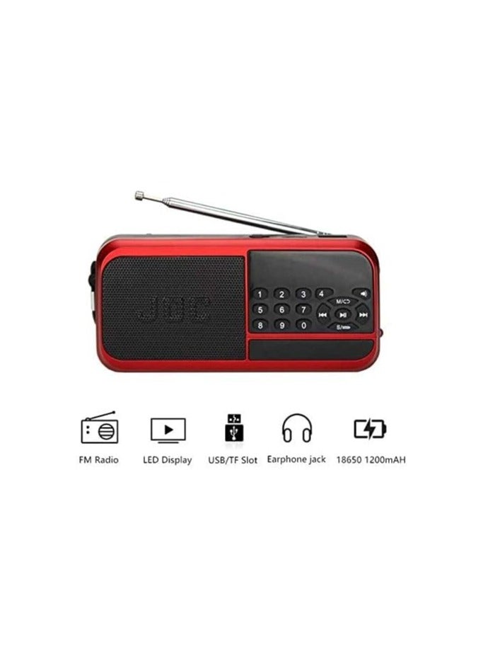 Portable Digital Radio with Battery – Red Color - Image 1