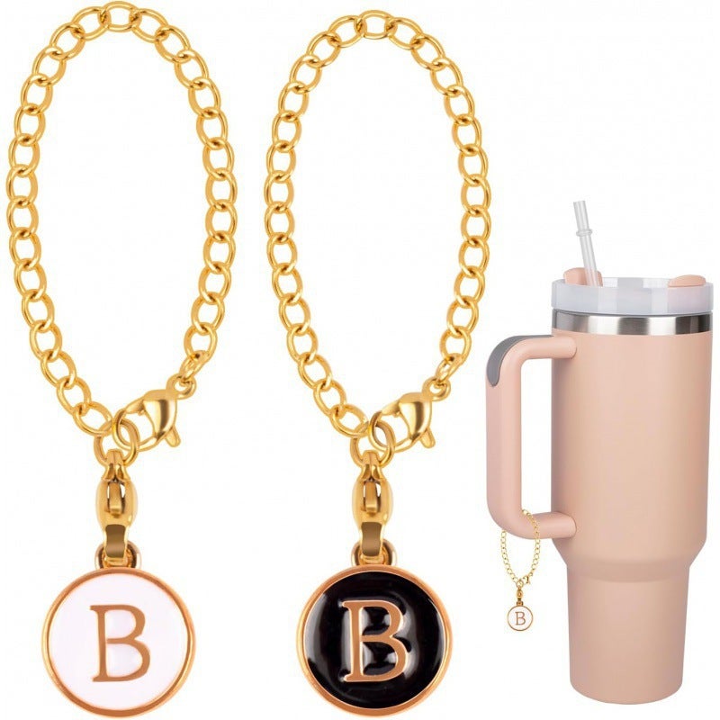 2-Piece Set Stanley Cup Handle Letter Character Accessories Popular Love Heart Letter Chain Name Id Letter Pendant - Image 1