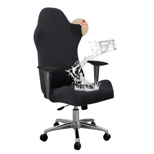 FORCHEER Gaming Chair Cover Set Black for Adults Video Game Chair Water Repellent Jacquard Racing Computer Chair Slipcover with 2 Pieces Armrest Covers - Image 1