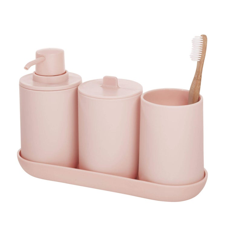 InterDesign iDesign Holder for Normal Toothbrushes, Spin Brushes, and Toothpaste The Cade Collection, 3" x 3" x 4. 5", Blush - Image 5