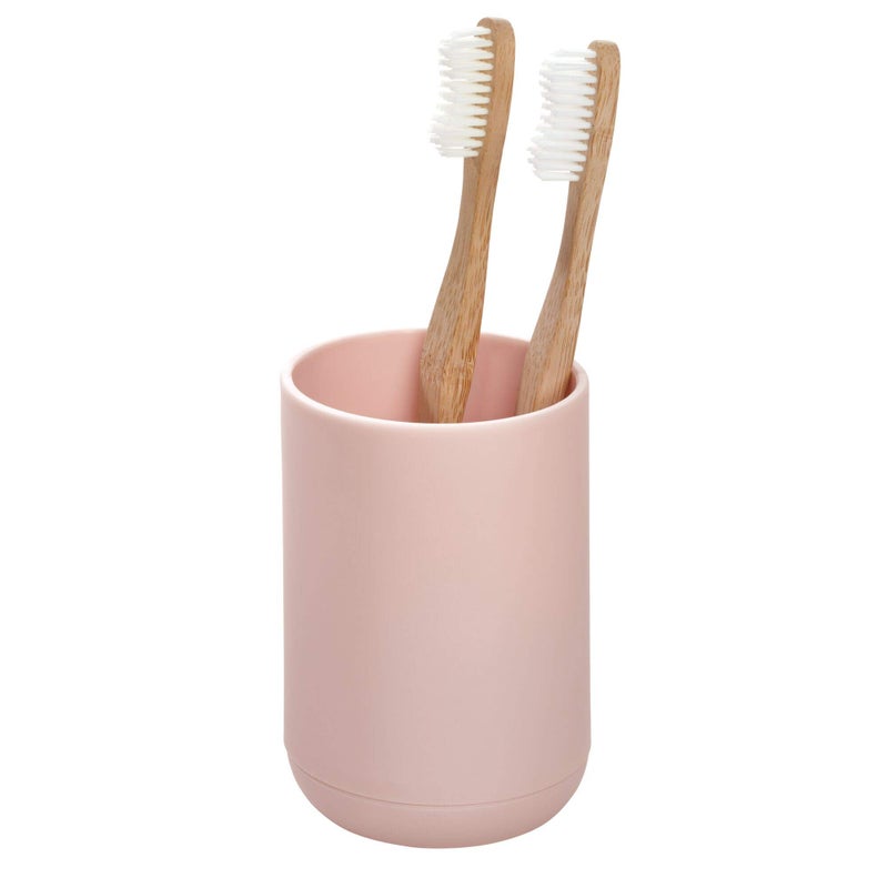 InterDesign iDesign Holder for Normal Toothbrushes, Spin Brushes, and Toothpaste The Cade Collection, 3" x 3" x 4. 5", Blush - Image 1