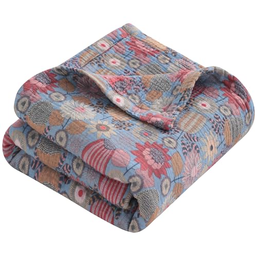 NTBAY Muslin Toddler Blanket, 4-Layer, 30x40 Soft and Breathable Receiving Blanket for Newborns and Infants, Crib Stroller Travel Use, Boho Flower - Image 1