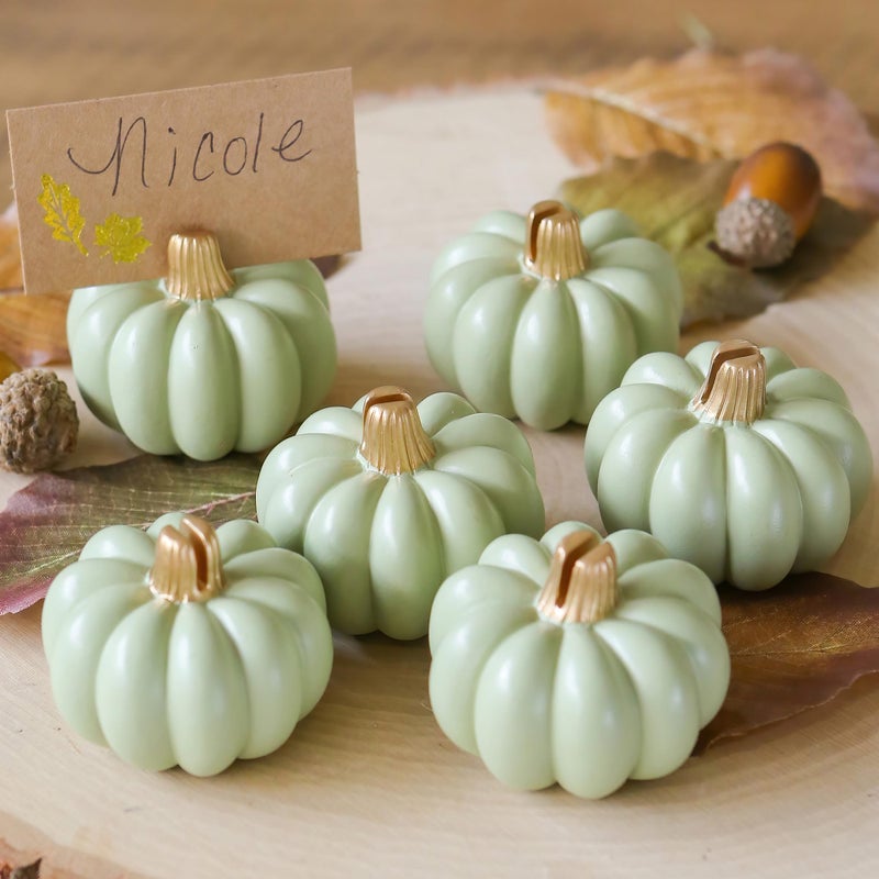 كايت آسبن Kate Aspen Fall Decor Mini Mini Green Pumpkin Place حامل (مجموعة من 6) إعدادات مكان مثالية لديكور عروض عيد الشكر ، حفلات الزفاف الخاصة بالعرائس - Image 1