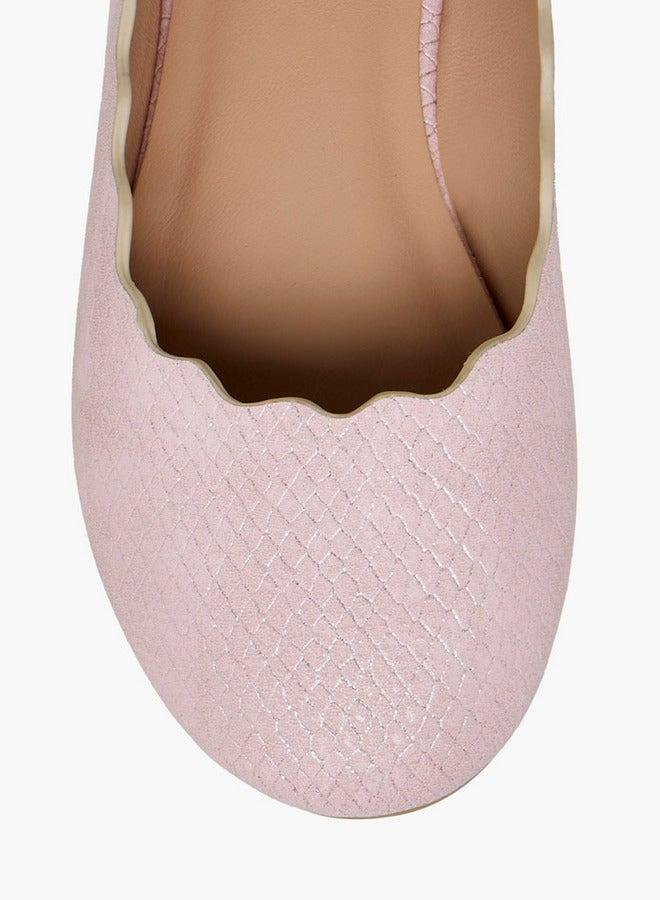 Little Missy Textured Slip-On Ballerina Shoes - Image 4