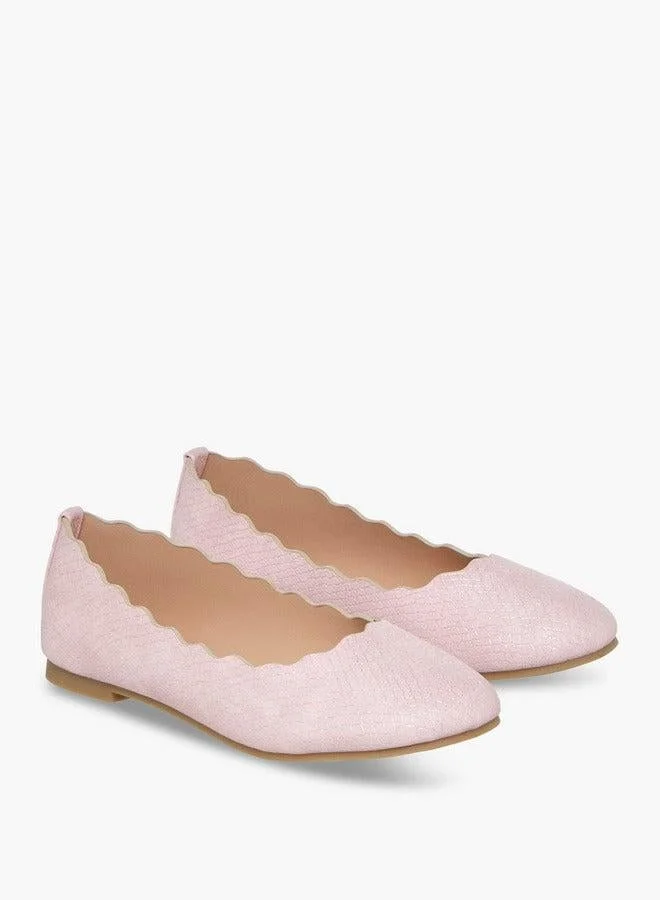 Textured Slip-On Ballerina Shoes