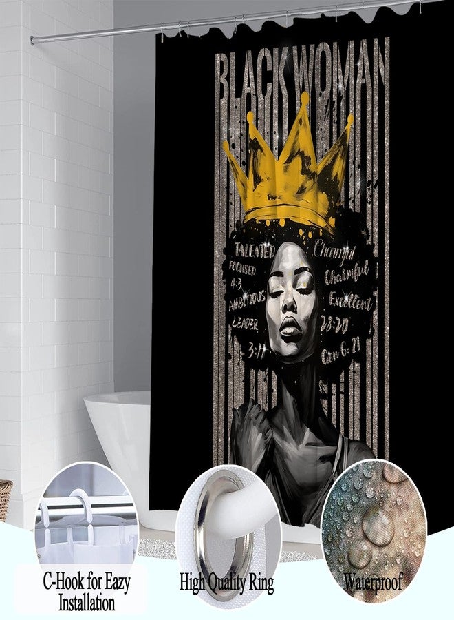 Omebero 4Pcs Praying Black Queen Shower Curtain Set, Inspirational Quote Afrcian American Woman Shower Curtains with Rugs Toilet Lid Cover Bath Mat, Waterproof Mother's Day Bathroom Decor Sets - Image 5