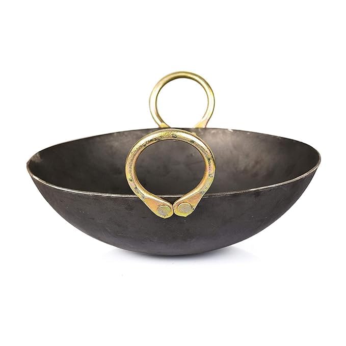 Shopsidex Shopsidex Heavy Base Iron Kadhai Kadai with Handle for Kitchen Deep Frying Kadai Free Stainless Steel Scrubber 1 Litter - Image 1