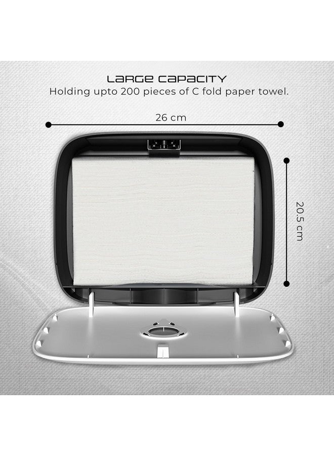 Robustt Wall-Mounted V/N/M Fold Paper Hand Towel Dispenser - White (with 4 Adhesive Hooks) | Large Capacity | Durable ABS Material | Water-Resistant | Push Button Lock (Pack of 1) - Image 2