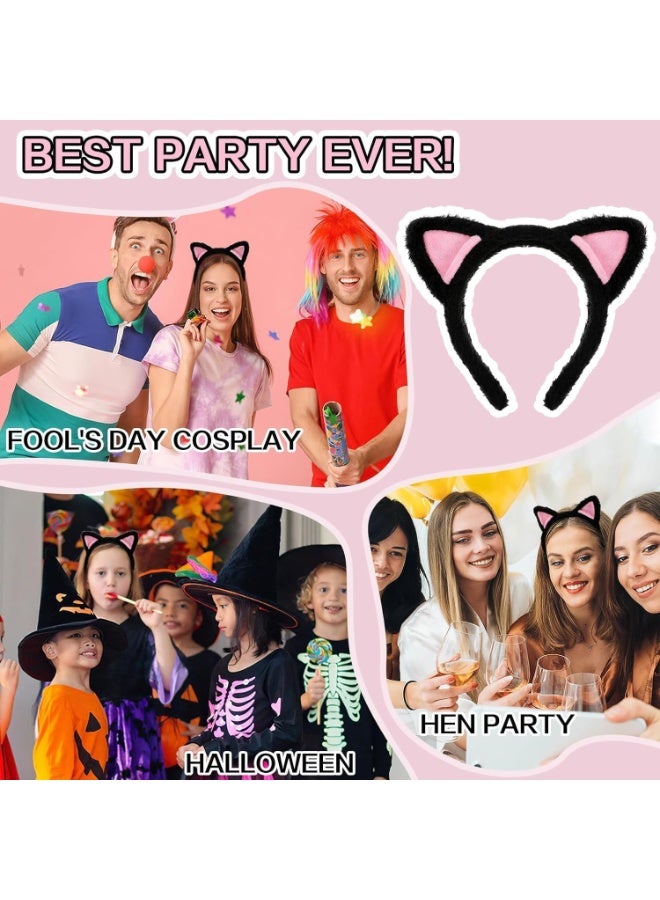2Pcs Cat Ears Headband, Cat Ears Hairband, Soft Cat Ears Headband, Fuzzy Headband with Cat Ears, Plush Headband, for Skincare, Makeup, Yoga, and Cosplay, Adult's or Children's Photo Prop - Image 3