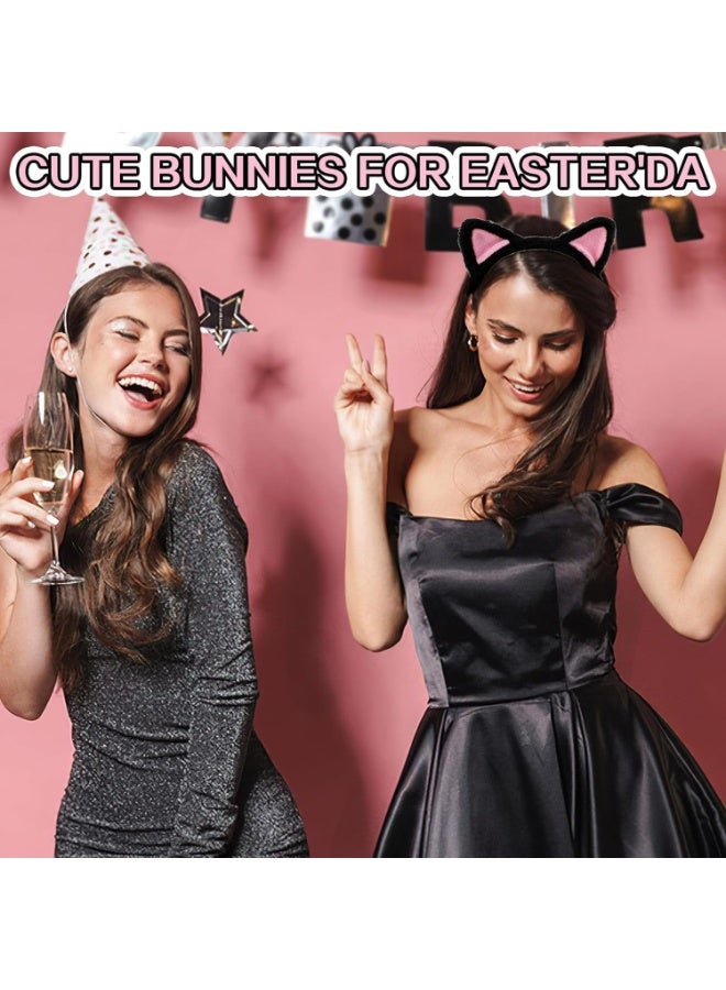 2Pcs Cat Ears Headband, Cat Ears Hairband, Soft Cat Ears Headband, Fuzzy Headband with Cat Ears, Plush Headband, for Skincare, Makeup, Yoga, and Cosplay, Adult's or Children's Photo Prop - Image 4